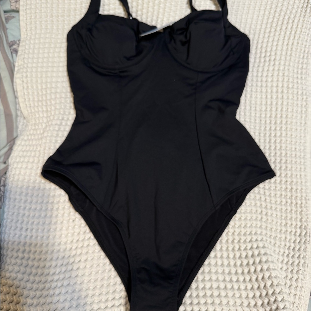 Cupshe Black One Piece Swimsuit with Adjustable Straps